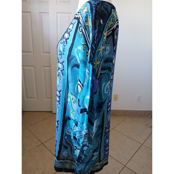 Biya Rated R By Johnny Was Cover Up Tunic Dress OS Blue Sea Life Starfish Boho - Picture 4 of 16